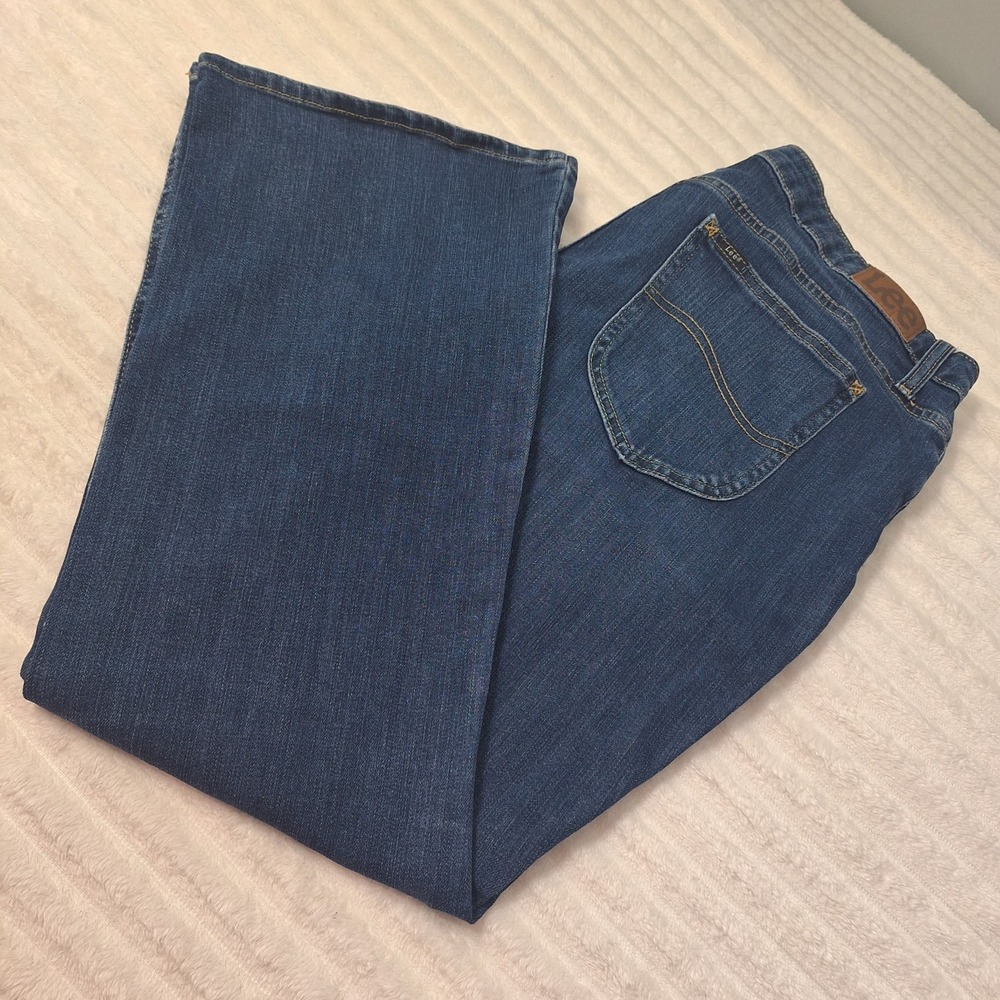 Lee Regular Fit Midrise Bootcut Jeans Womens 18P Blue Denim Dark Wash Cowgirl
